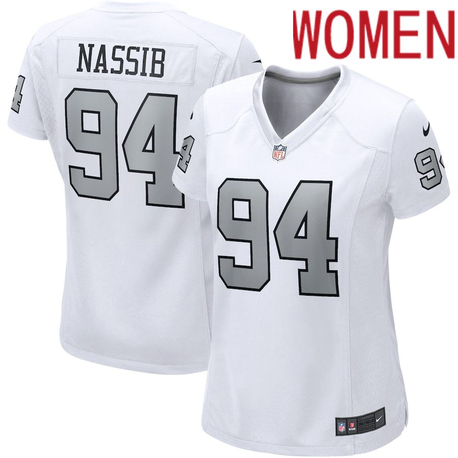 Women Oakland Raiders #94 Carl Nassib Nike White Alternate Game NFL Jersey->women nfl jersey->Women Jersey
